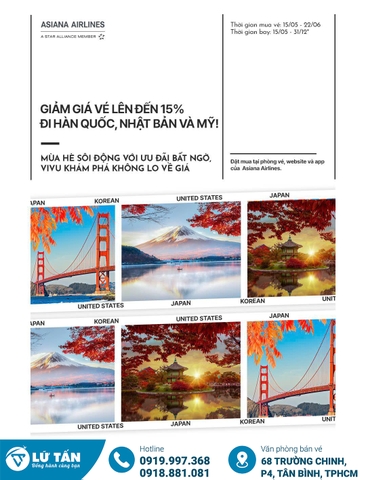 Ưu Đãi Mới Nhất 2025 – Giảm Giá Đến 15% Khi Bay Hàn, Nhật, Mỹ Cùng Asiana Airlines
