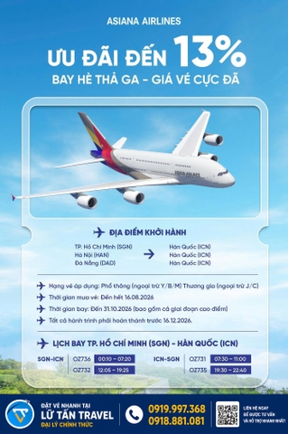 Asiana Airlines ưu đãi vé Hàn Quốc 2026 giá tốt