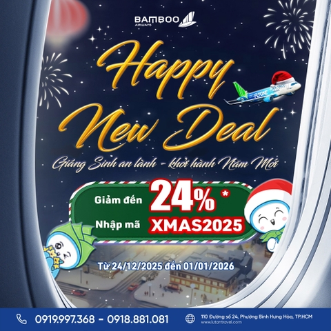 Bamboo Airways 2026: Happy New Deal – Giảm đến 24% cùng mã XMAS2025