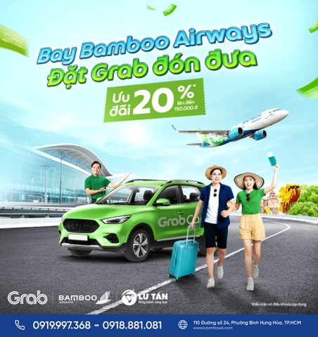 Bamboo Airways x Grab Ưu Đãi 20% Xe Đưa Đón Sân Bay 2026