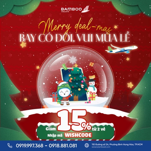 Bamboo Airways 2026: Merry Deal-mas, Giảm đến 15% cùng mã WISHCODE