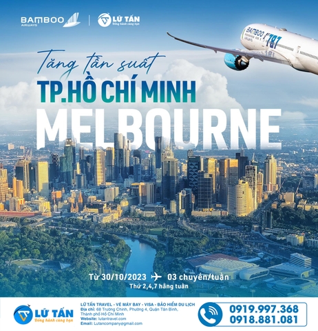 [Bamboo Airways] Tăng tần suất TP. Hồ Chí Minh – Melbourne