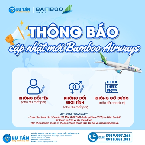 Thông báo cập nhật thông tin Bamboo Airways sau nâng cấp hệ thống