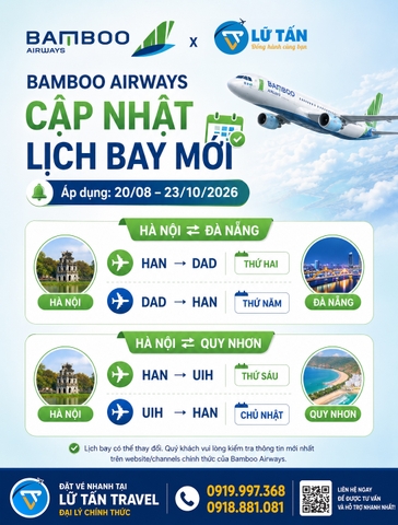 Bamboo Airways cập nhật lịch bay mới 2026