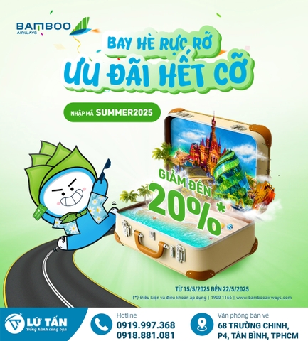 Bay Hè Rực Rỡ Cùng Bamboo Airways – Ưu Đãi Lên Đến 20% Giá Vé
