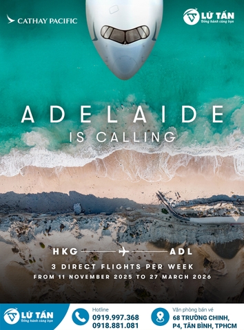 Bay đến Adelaide 2025 cùng Cathay Pacific siêu tiện lợi