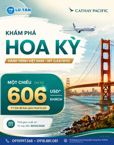 Vé Máy Bay Một Chiều Cathay Pacific Đi Mỹ & Châu Á 2026