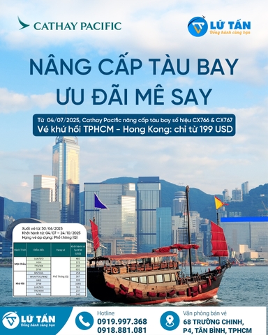 Vé máy bay TP.HCM - Hong Kong Cathay Pacific 2025: Nâng tầm trải nghiệm