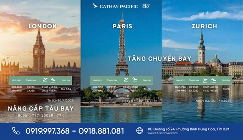 Cathay Pacific Tăng Chuyến & Nâng Cấp Tàu Bay Châu Âu 2026