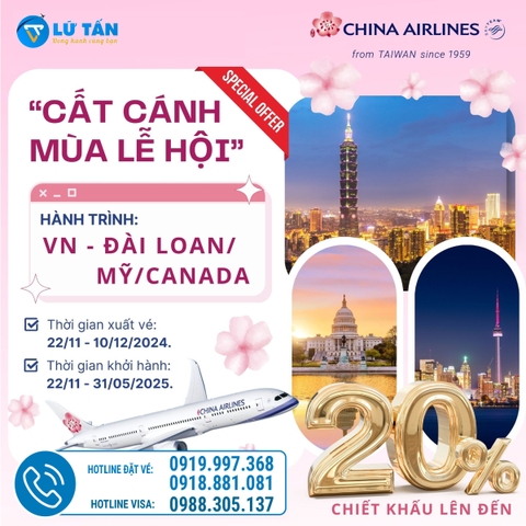 Ưu Đãi China Airlines Mùa Lễ Hội 2024 – Cơ Hội Săn Vé Tiết Kiệm