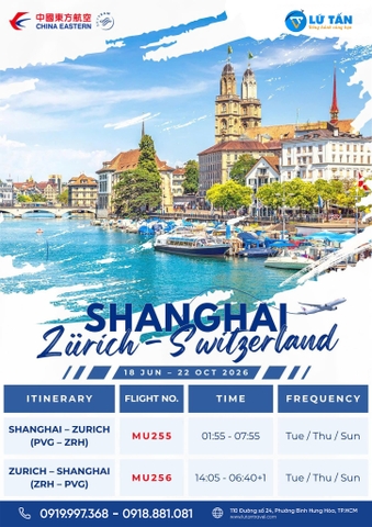 China Eastern Mở Đường Bay Thượng Hải Zurich Mới Nhất 2026