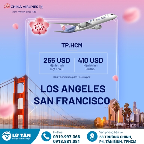China Airlines Khuyến Mãi Vé Bay Mỹ Và Canada