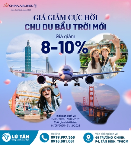 Ưu Đãi Vé China Airlines Đài Loan, Bắc Mỹ 2025 – Giảm 10%