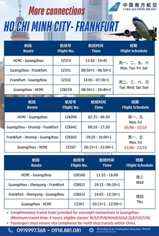 China Southern Airlines Tăng Chuyến Đi Frankfurt 2026