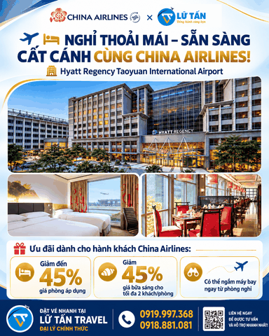 China Airlines: Hyatt Đào Viên giảm đến 45% giá phòng