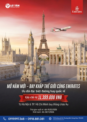 Vé Máy Bay Emirates 5 Sao 2026 Giá Ưu Đãi Đầu Năm