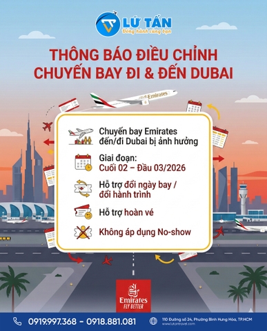 Chính Sách Hỗ Trợ Vé Máy Bay Emirates Đi Dubai Mới Nhất 2026