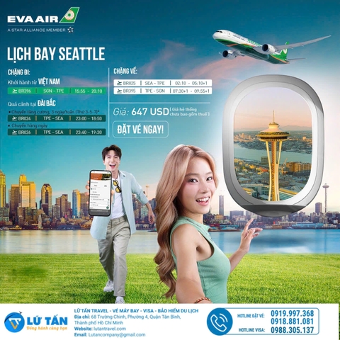 Eva Air Tăng Cường Chuyến Bay Đến Seattle – Hành Trình Mới Với Giá Ưu Đãi