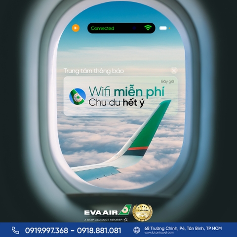 EVA Air 2025: Miễn phí Wi-Fi trên mọi chuyến bay đến 31/12/2025