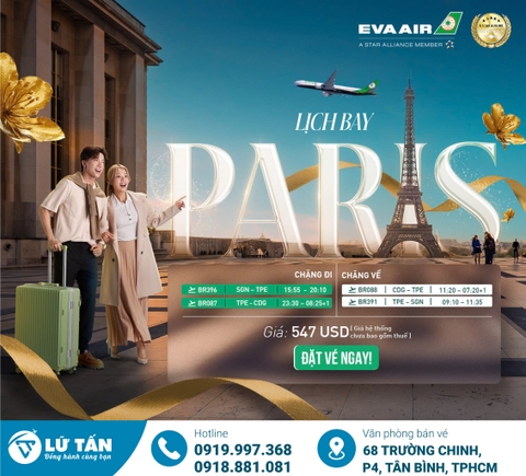 KHÁM PHÁ PARIS LÃNG MẠN CÙNG EVA AIR