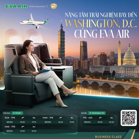 EVA Air Royal Laurel: bay Washington hạng Thương gia