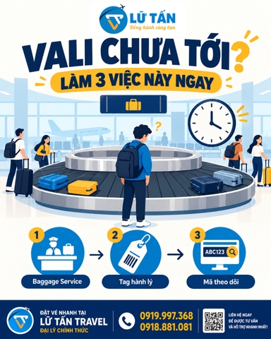 Hành lý đến trễ: khai báo PIR và theo dõi vali