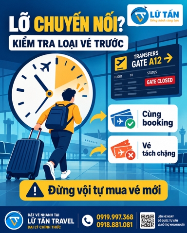 Lỡ chuyến nối khi transit: xử lý theo loại vé