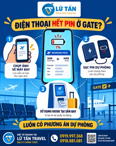 Mất boarding pass hoặc điện thoại hết pin ở sân bay