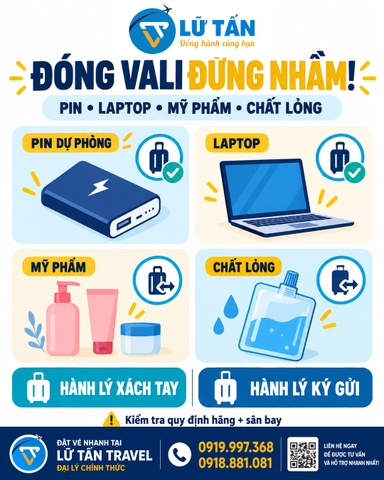 Pin sạc, laptop, mỹ phẩm: xách tay hay ký gửi?