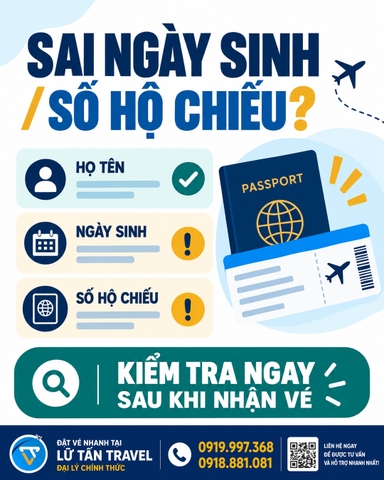 Sai ngày sinh hoặc số hộ chiếu trên vé: sửa thế nào?