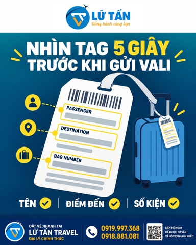 Tag hành lý sai điểm đến: kiểm tra trước khi gửi vali