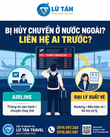 Hủy chuyến ở nước ngoài: gọi hãng hay đại lý?