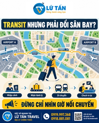 Transit đổi sân bay: cần tính thêm những thủ tục nào?