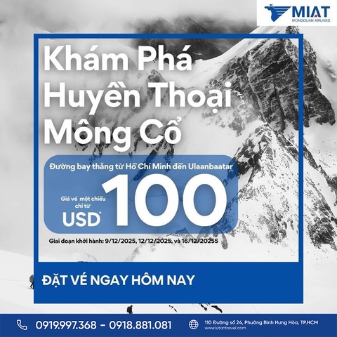 MIAT Mongolian Airlines 2025: Bay thẳng TP.HCM – Mông Cổ chỉ từ 100 USD