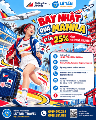 Philippine Airlines giảm 25% vé đi Nhật qua Manila