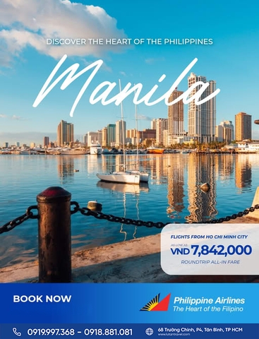 Philippine Airlines 2025: Vé khứ hồi TP.HCM – Manila chỉ từ 7.842K