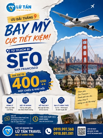 TP.HCM - San Francisco từ 400 USD++ tháng 9/2026