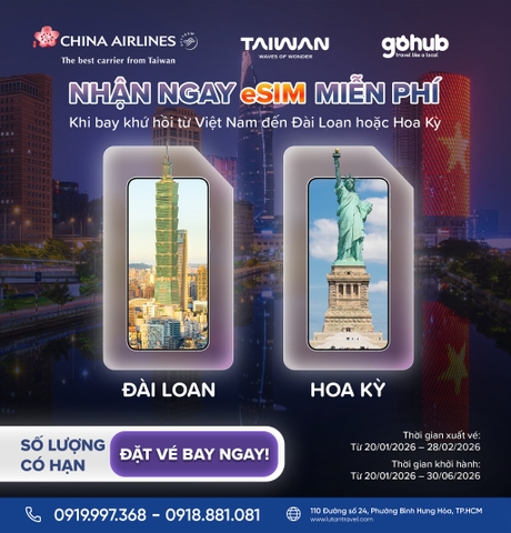 Nhận eSIM Miễn Phí Khi Bay Cùng China Airlines 2026
