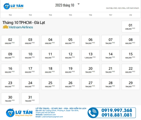 Chỉ từ 666K - Vé máy bay đi Đà Lạt tháng 10 - Vietnam Airlines