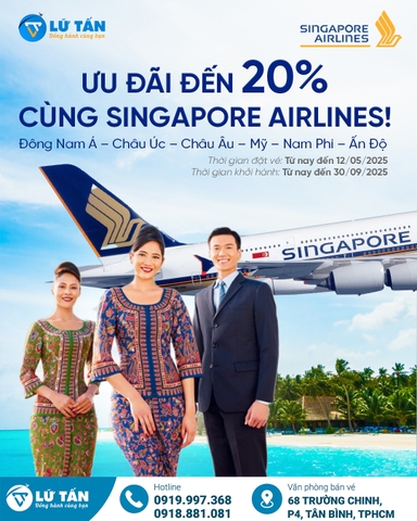 Ưu đãi vé máy bay Singapore Airlines tháng 5/2025 siêu tiết kiệm