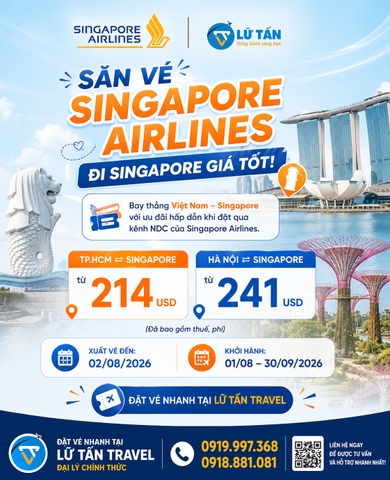 Vé Singapore Airlines đi Singapore giá tốt 2026