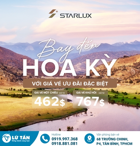 Ưu đãi khởi hành đến Hoa Kỳ với STARLUX Airlines