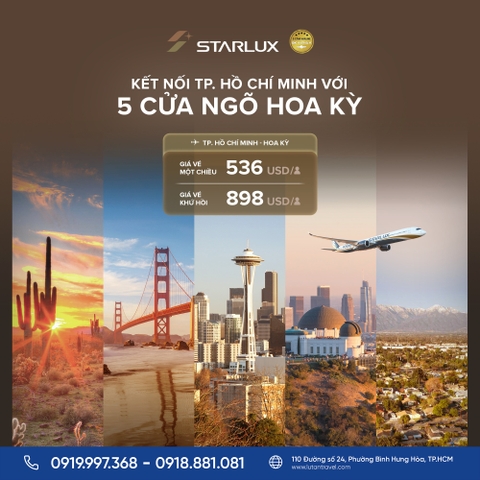 Vé Máy Bay Đi Mỹ Starlux Airlines 2026: Chỉ Từ 536 USD