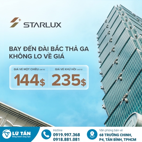 Ưu Đãi Vé Máy Bay TP.HCM - Đài Bắc Cùng STARLUX