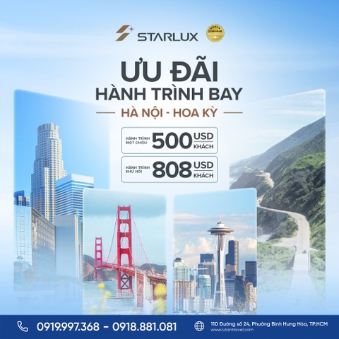 STARLUX Airlines 2026: Ưu đãi cuối năm, vé Hà Nội – Mỹ chỉ từ 500 USD