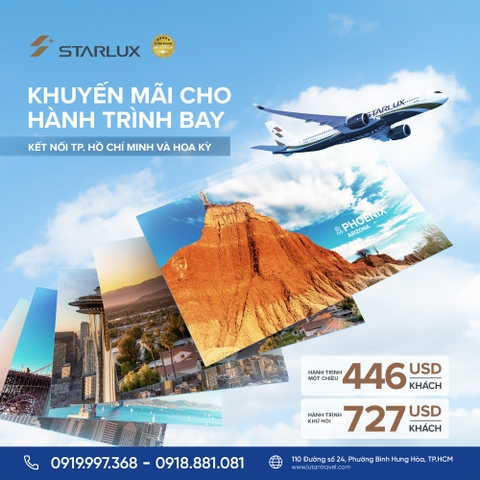 Vé Máy Bay Đi Mỹ Starlux Airlines 2026 Giá Ưu Đãi Nhất
