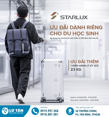Du học Mỹ ưu đãi hành lý thêm cùng STARLUX Airlines