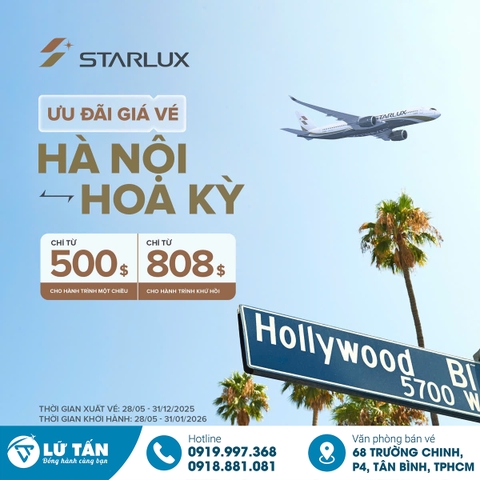 Khuyến mãi vé máy bay từ Hà Nội đi Mỹ cùng STARLUX Airlines