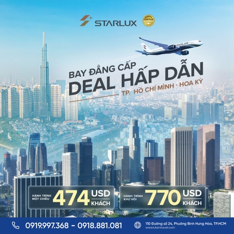 STARLUX Airlines 2026: Vé TP.HCM – Hoa Kỳ chỉ từ 474 USD