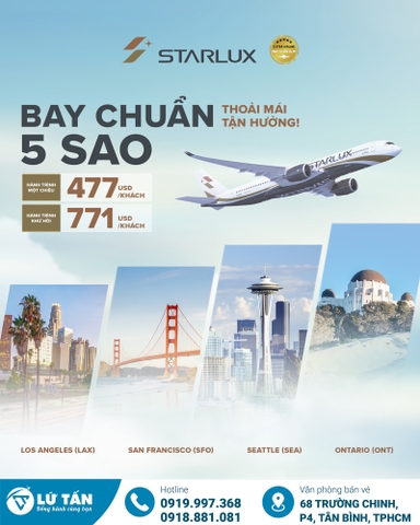 STARLUX bay Mỹ chỉ từ 477 USD – Ưu đãi 5 sao 2025